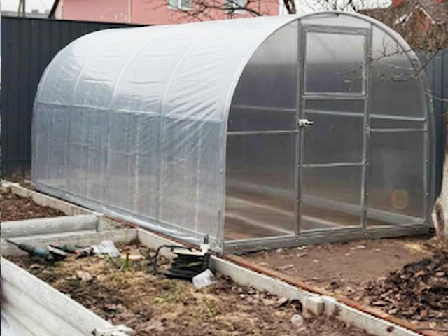 Теплиця400x400x200см з плівкою 120 мікрон, торець полікарбонат 4мм